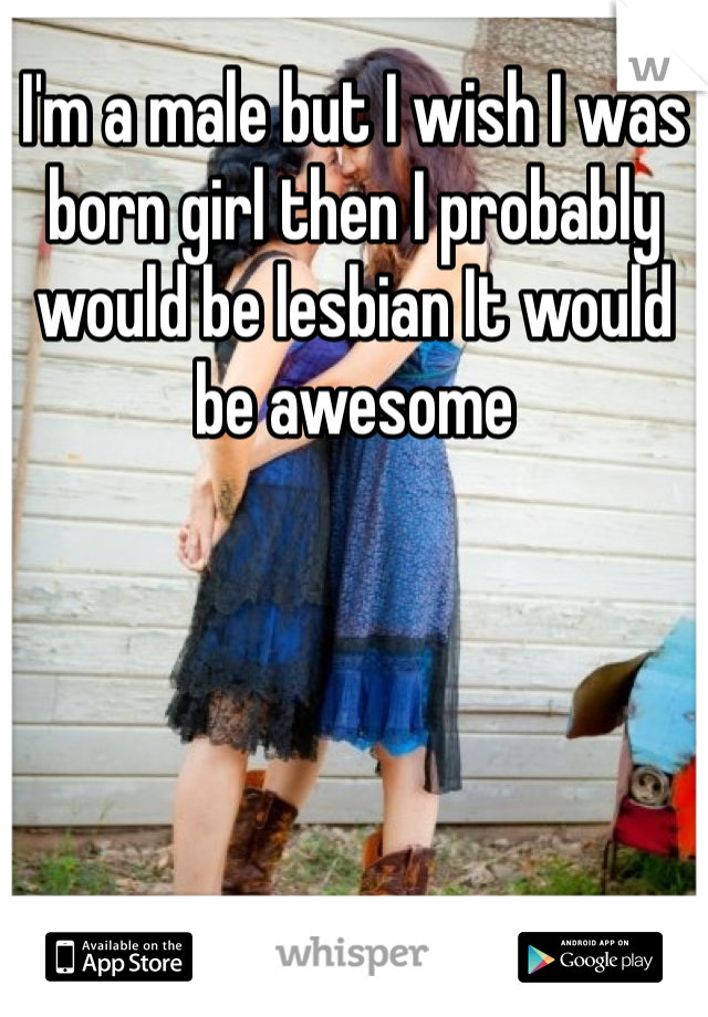 I'm a male but I wish I was born girl then I probably would be lesbian It would be awesome 