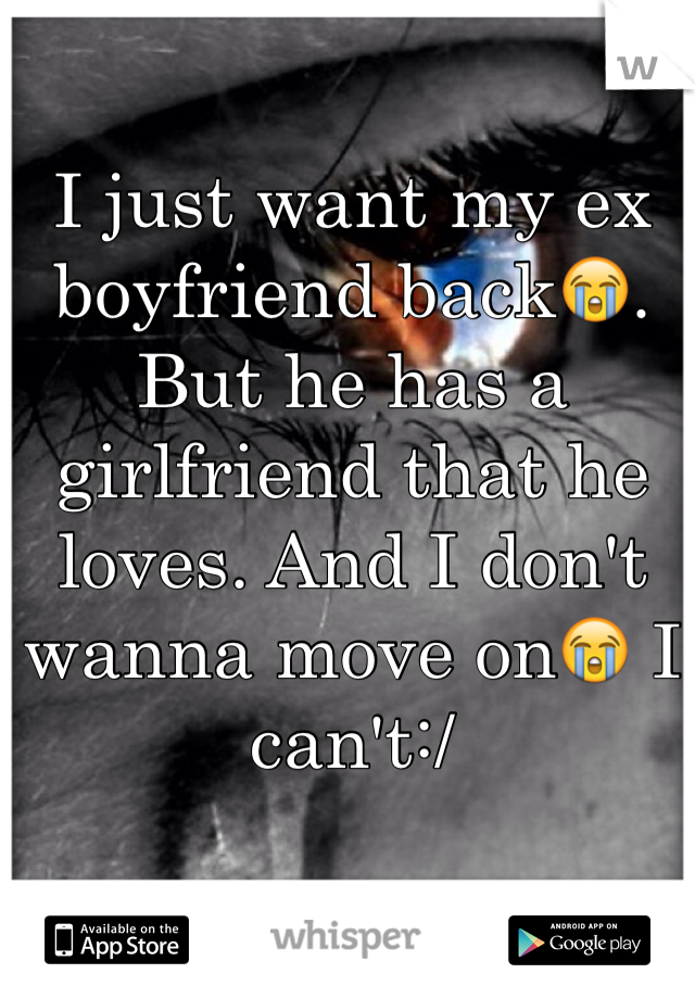 I just want my ex boyfriend back😭. But he has a girlfriend that he loves. And I don't wanna move on😭 I can't:/