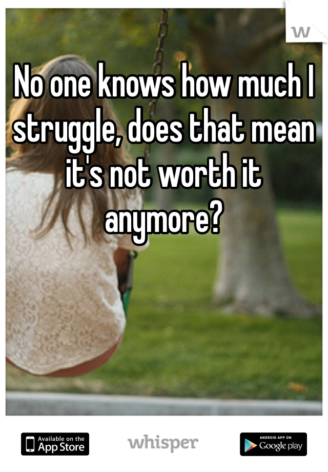 No one knows how much I struggle, does that mean it's not worth it anymore? 