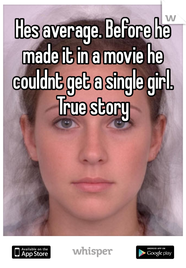 Hes average. Before he made it in a movie he couldnt get a single girl. True story