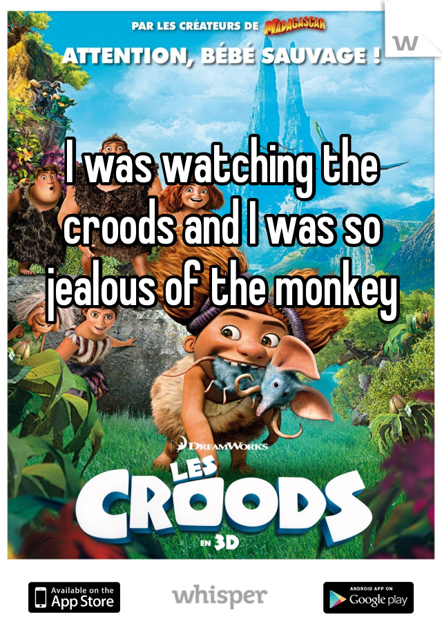 I was watching the croods and I was so jealous of the monkey