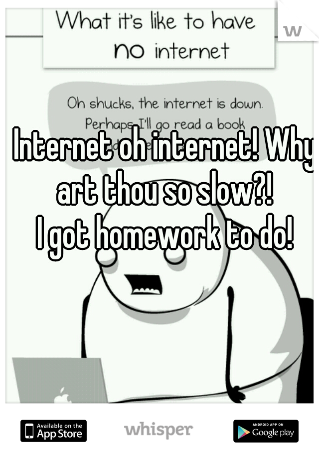 Internet oh internet! Why art thou so slow?! 

I got homework to do!