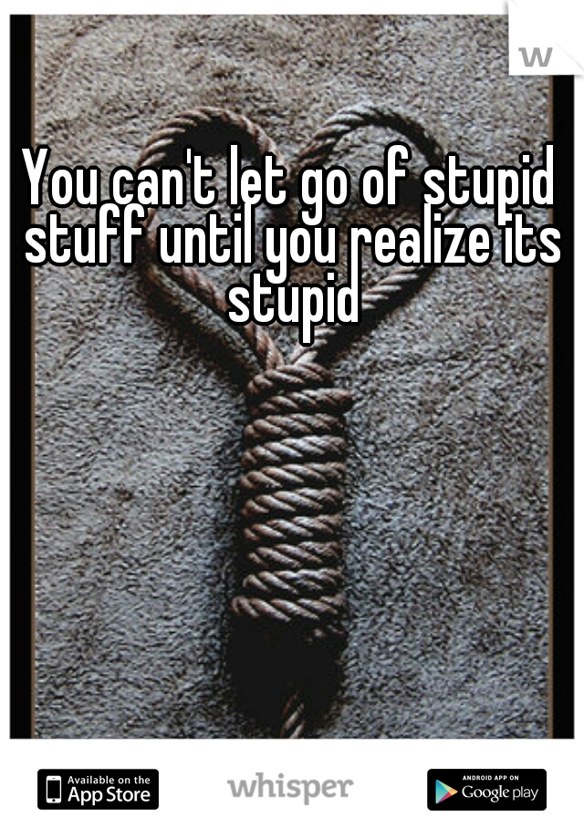 You can't let go of stupid stuff until you realize its stupid
