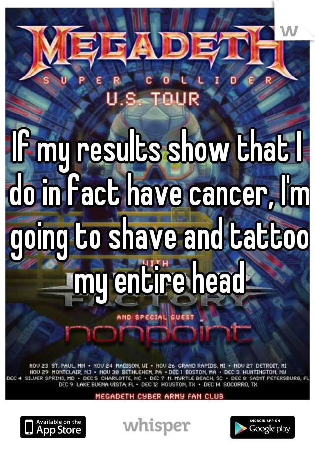 If my results show that I do in fact have cancer, I'm going to shave and tattoo my entire head