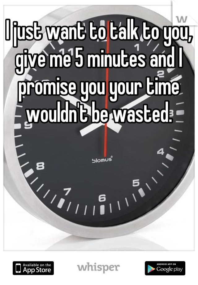 I just want to talk to you, give me 5 minutes and I promise you your time wouldn't be wasted.