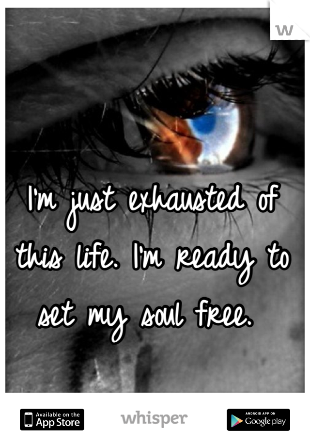 I'm just exhausted of this life. I'm ready to set my soul free. 