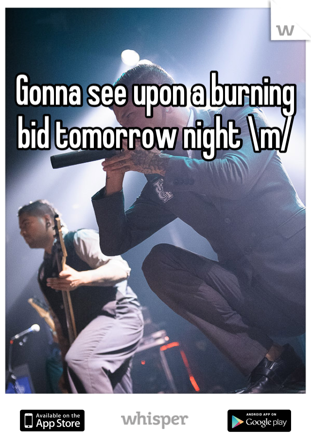 Gonna see upon a burning bid tomorrow night \m/