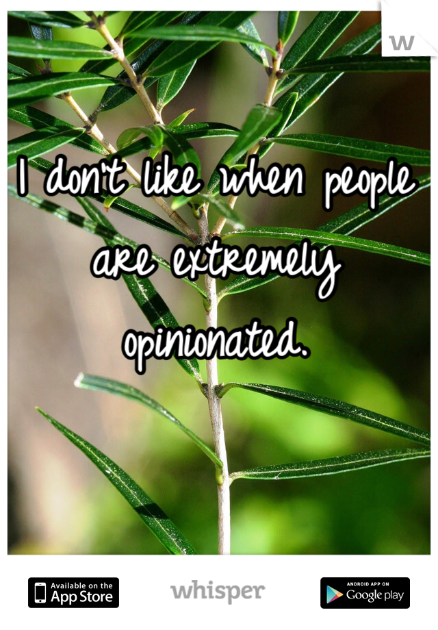 I don't like when people are extremely opinionated. 
