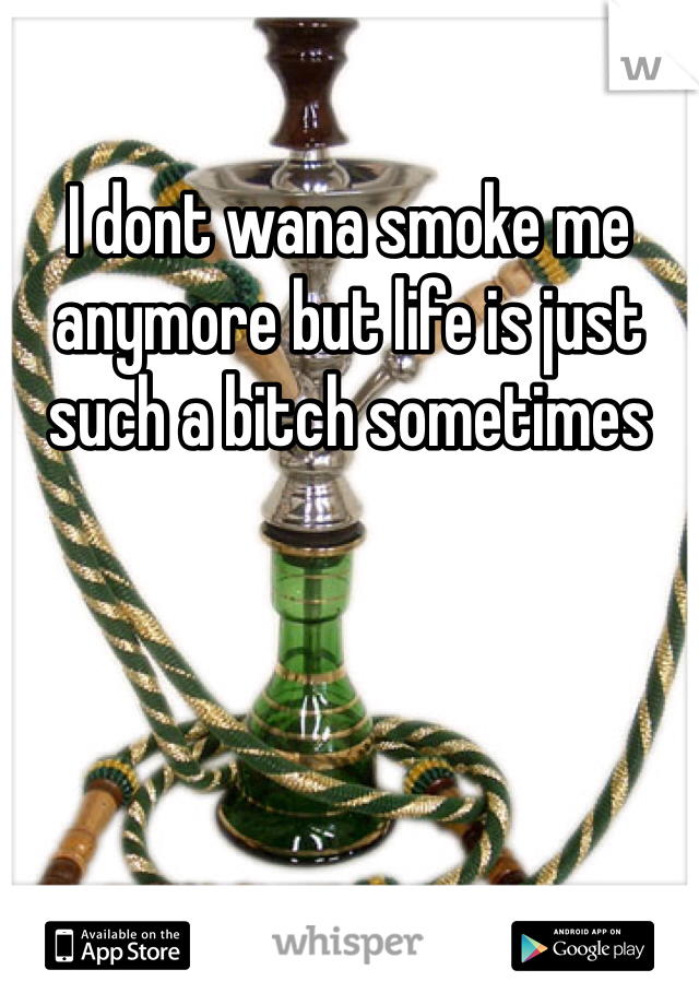 I dont wana smoke me anymore but life is just such a bitch sometimes 