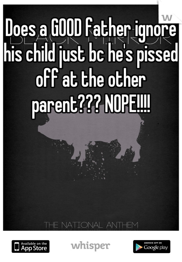 Does a GOOD father ignore his child just bc he's pissed off at the other parent??? NOPE!!!!
