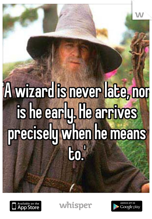 'A wizard is never late, nor is he early. He arrives precisely when he means to.' 