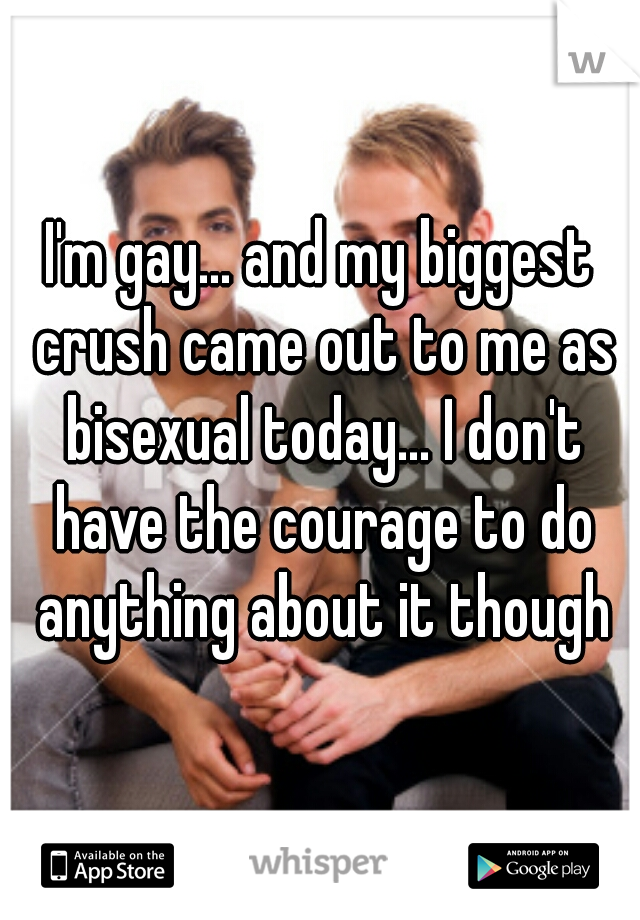 I'm gay... and my biggest crush came out to me as bisexual today... I don't have the courage to do anything about it though