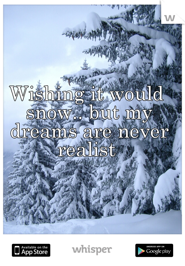 Wishing it would snow.. but my dreams are never realist 