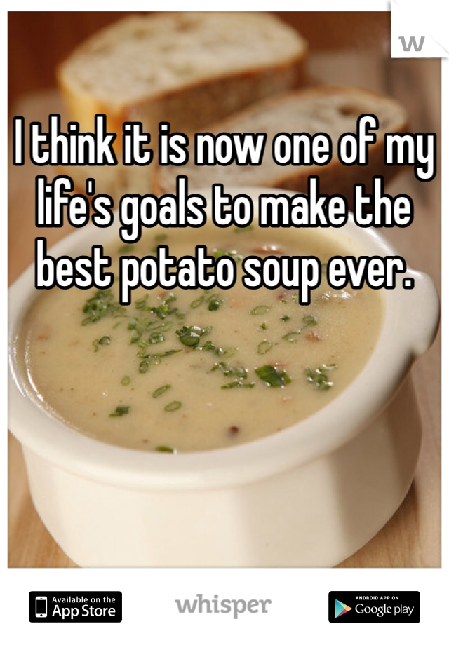 I think it is now one of my life's goals to make the best potato soup ever.