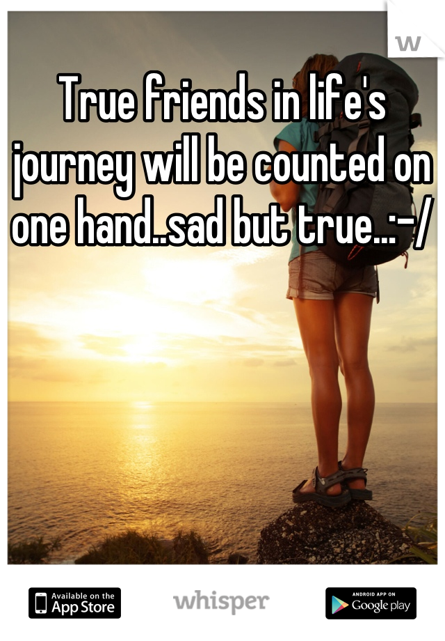 True friends in life's journey will be counted on one hand..sad but true..:-/