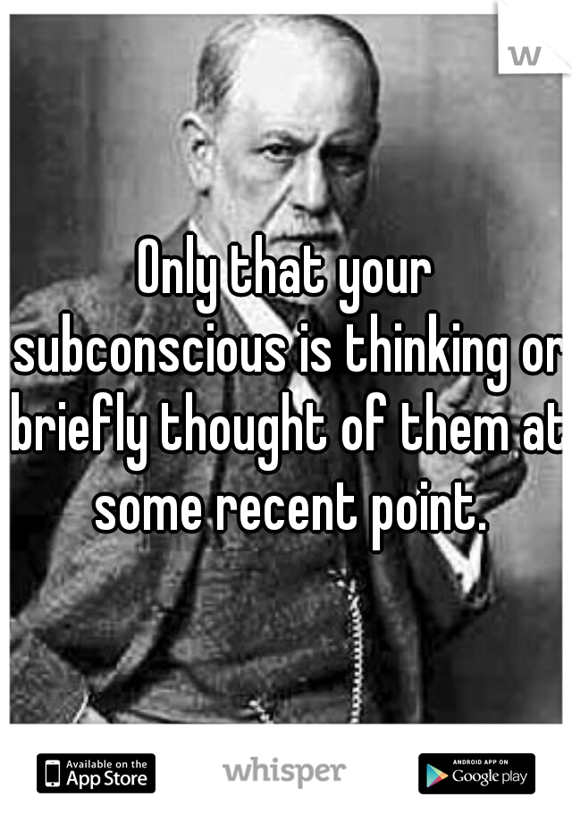 Only that your subconscious is thinking or briefly thought of them at some recent point.