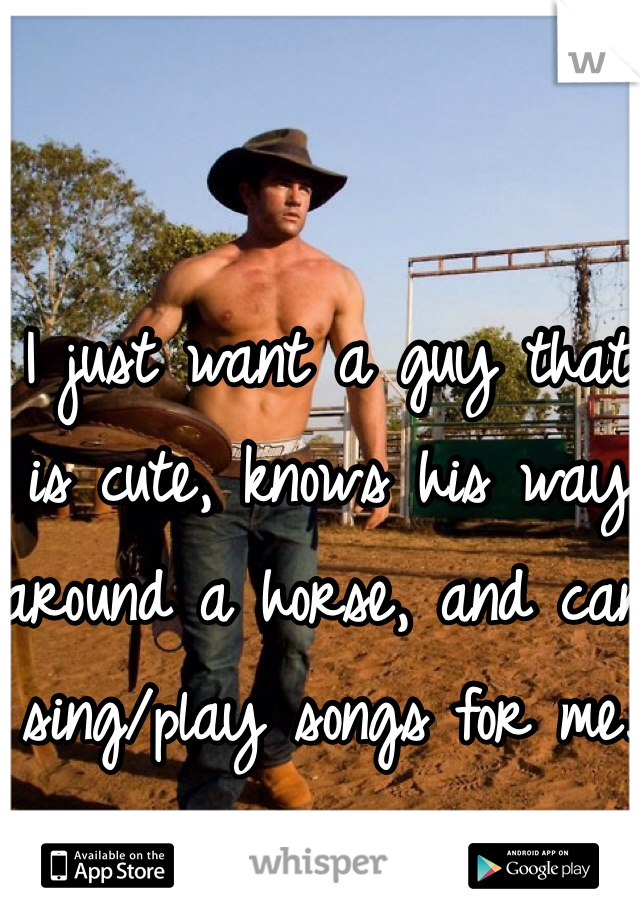 I just want a guy that is cute, knows his way around a horse, and can sing/play songs for me. 
