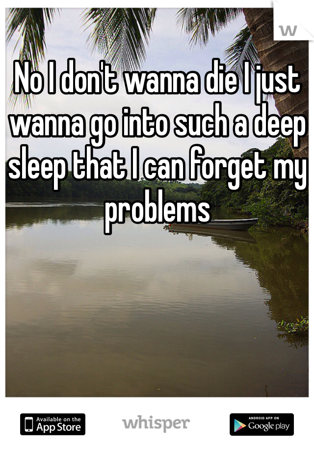 No I don't wanna die I just wanna go into such a deep sleep that I can forget my problems 