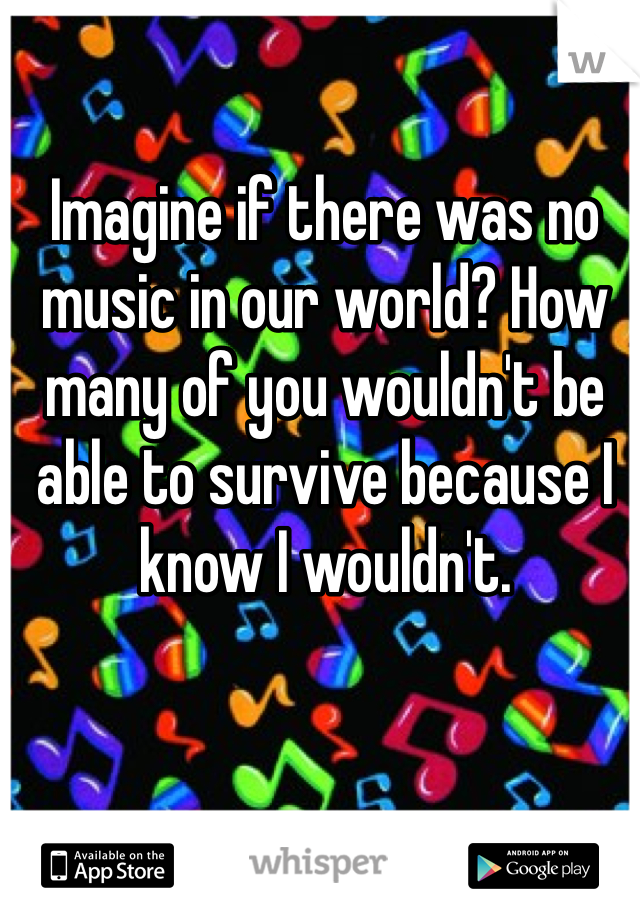 Imagine if there was no music in our world? How many of you wouldn't be able to survive because I know I wouldn't. 