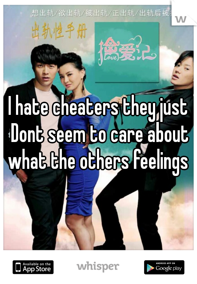 I hate cheaters they just Dont seem to care about what the others feelings 