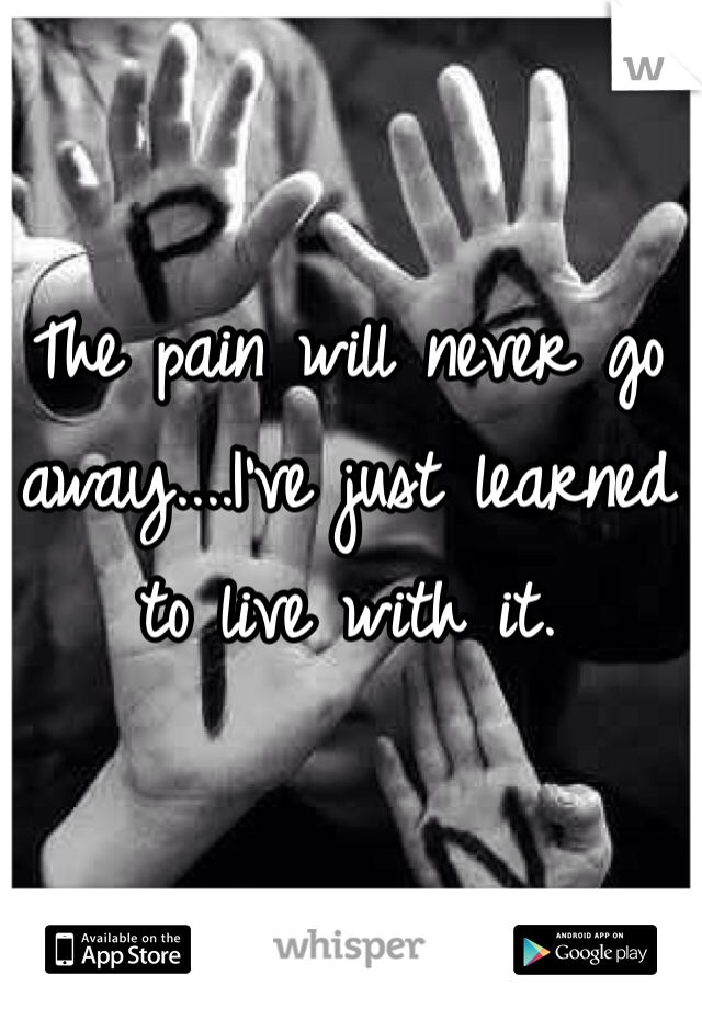 The pain will never go away....I've just learned to live with it.