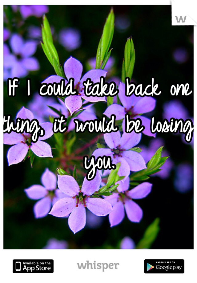 If I could take back one thing, it would be losing you. 
