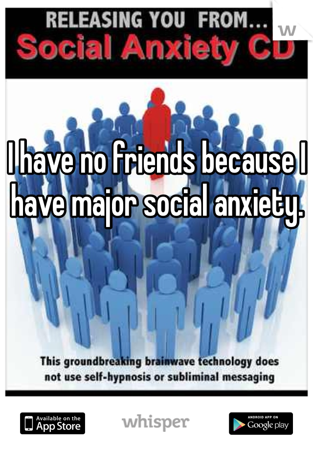 I have no friends because I have major social anxiety. 
