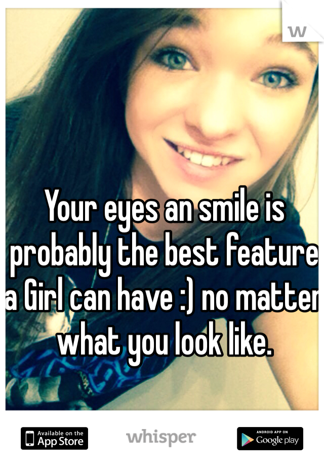 Your eyes an smile is probably the best feature a Girl can have :) no matter what you look like. 