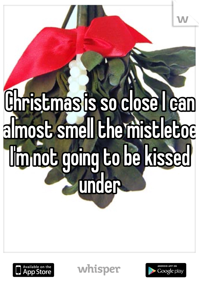 Christmas is so close I can almost smell the mistletoe I'm not going to be kissed under