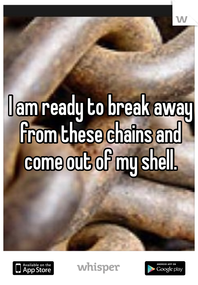I am ready to break away from these chains and come out of my shell. 