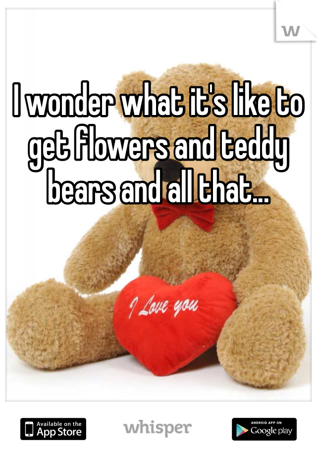 I wonder what it's like to get flowers and teddy bears and all that...