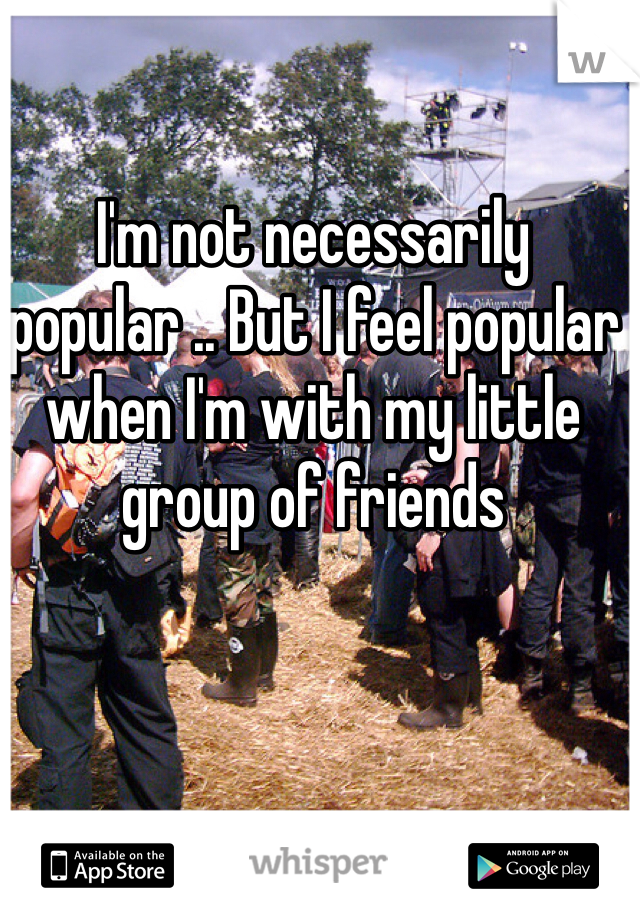 I'm not necessarily popular .. But I feel popular when I'm with my little group of friends 