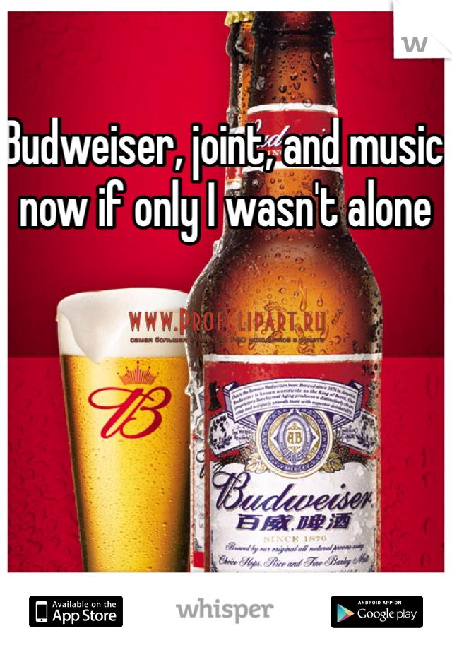 Budweiser, joint, and music now if only I wasn't alone