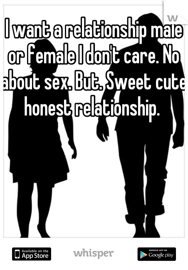 I want a relationship male or female I don't care. No about sex. But. Sweet cute honest relationship. 