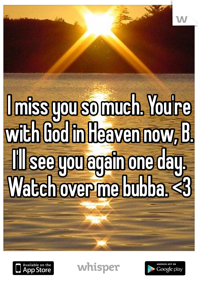 I miss you so much. You're with God in Heaven now, B. I'll see you again one day. Watch over me bubba. <3