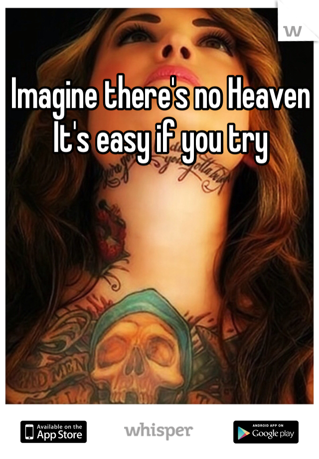 Imagine there's no Heaven  
It's easy if you try
