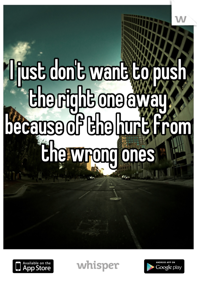I just don't want to push the right one away because of the hurt from the wrong ones