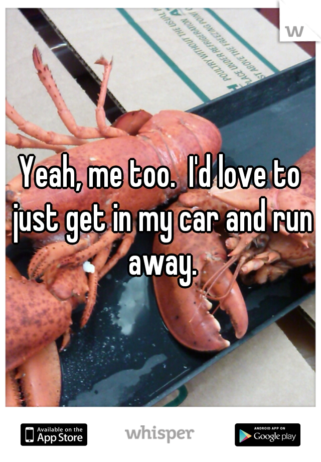 Yeah, me too.  I'd love to just get in my car and run away.
