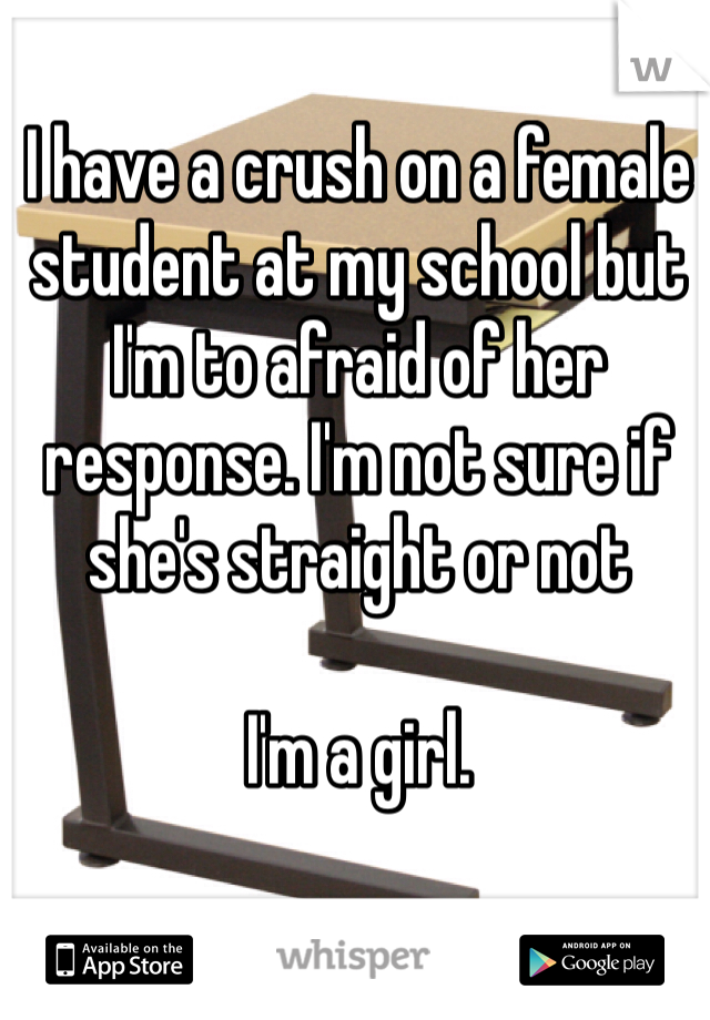 I have a crush on a female student at my school but I'm to afraid of her response. I'm not sure if she's straight or not

I'm a girl.