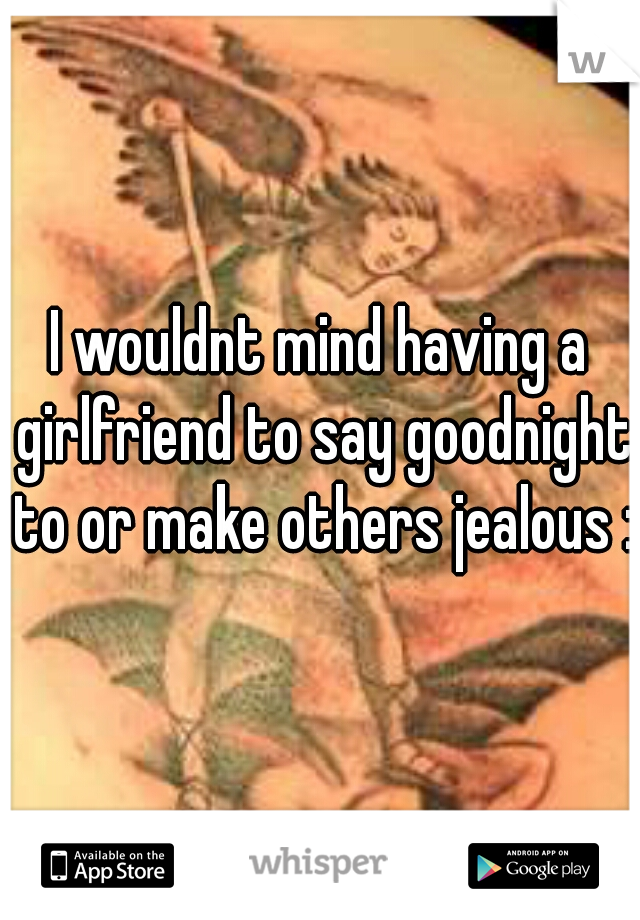 I wouldnt mind having a girlfriend to say goodnight to or make others jealous :)