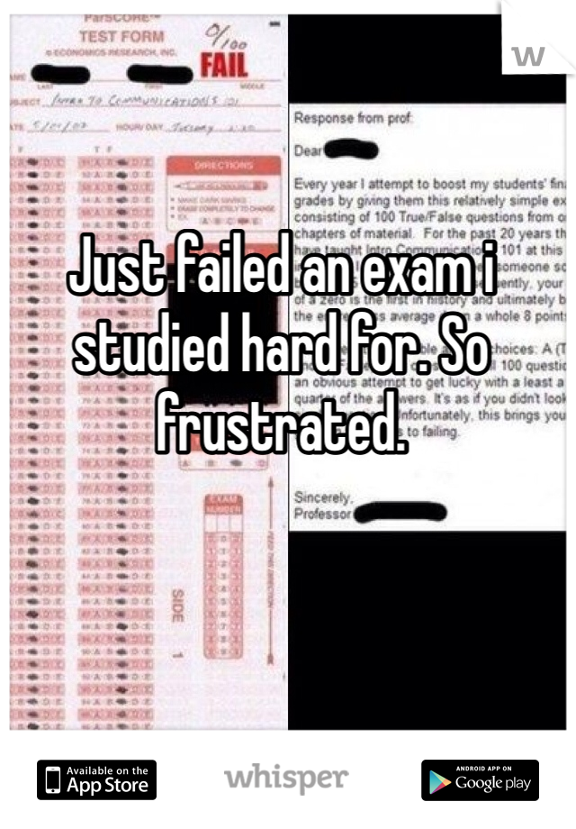 Just failed an exam i studied hard for. So frustrated. 