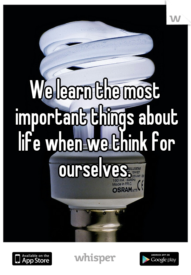 We learn the most important things about life when we think for ourselves. 