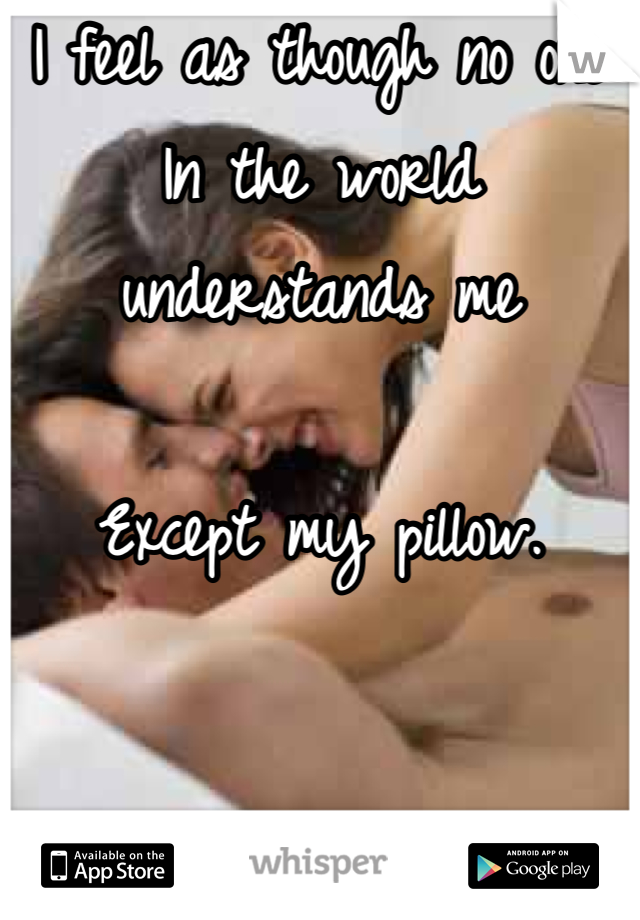 I feel as though no one In the world understands me

Except my pillow. 
