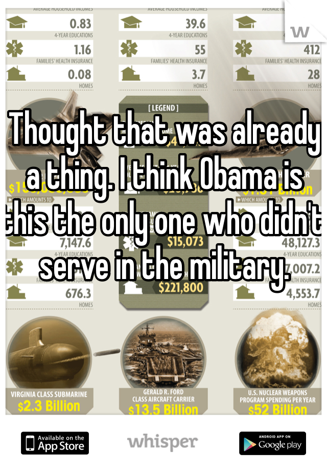 Thought that was already a thing. I think Obama is this the only one who didn't serve in the military.