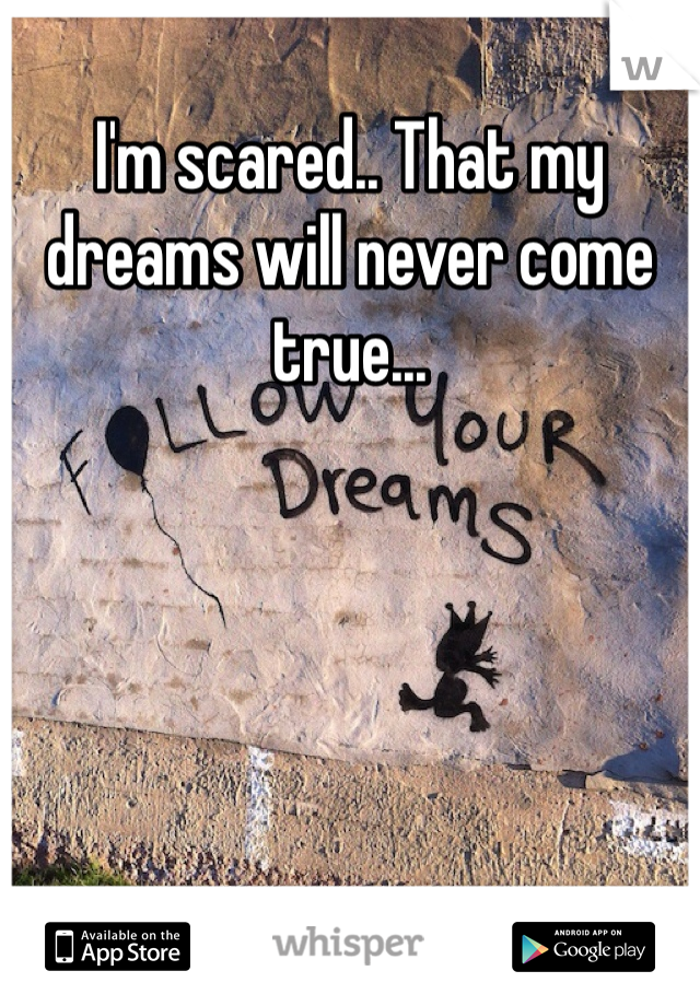 I'm scared.. That my dreams will never come true... 