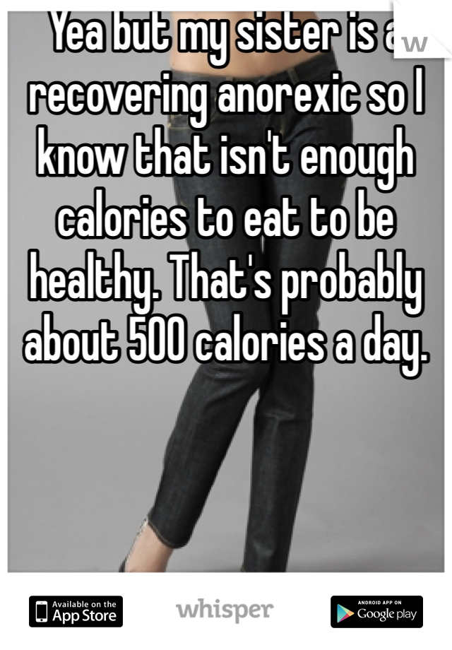 Yea but my sister is a recovering anorexic so I know that isn't enough calories to eat to be healthy. That's probably about 500 calories a day. 