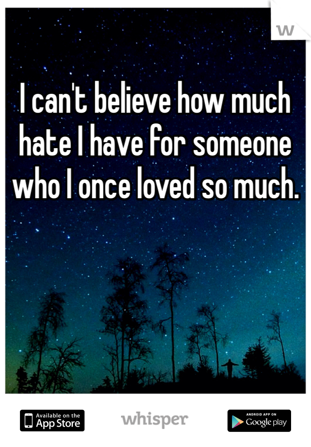 I can't believe how much hate I have for someone who I once loved so much. 
