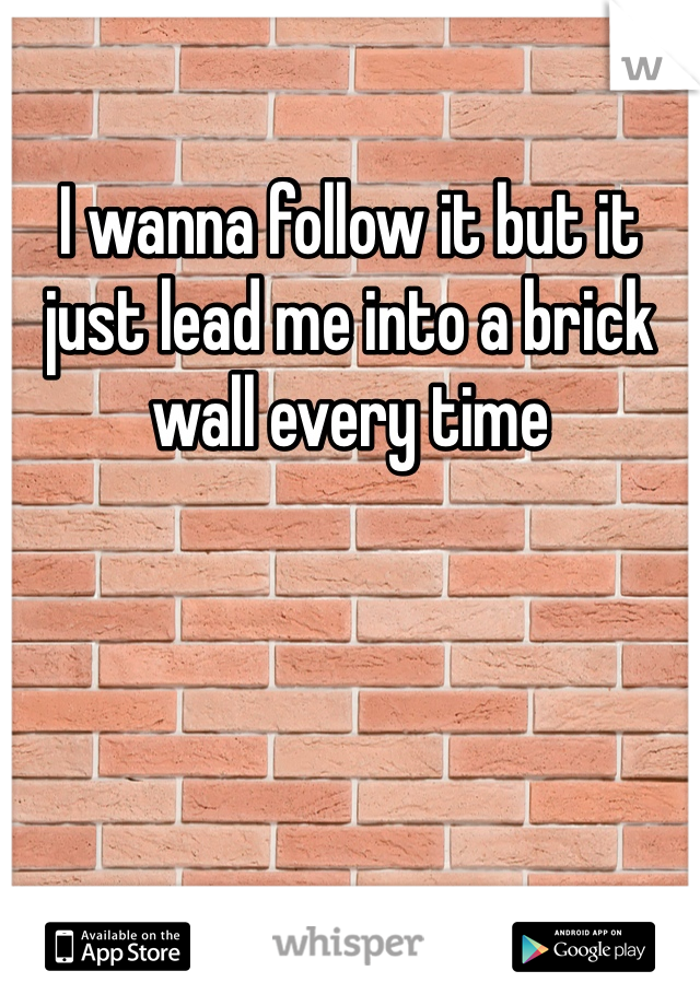 I wanna follow it but it just lead me into a brick wall every time 