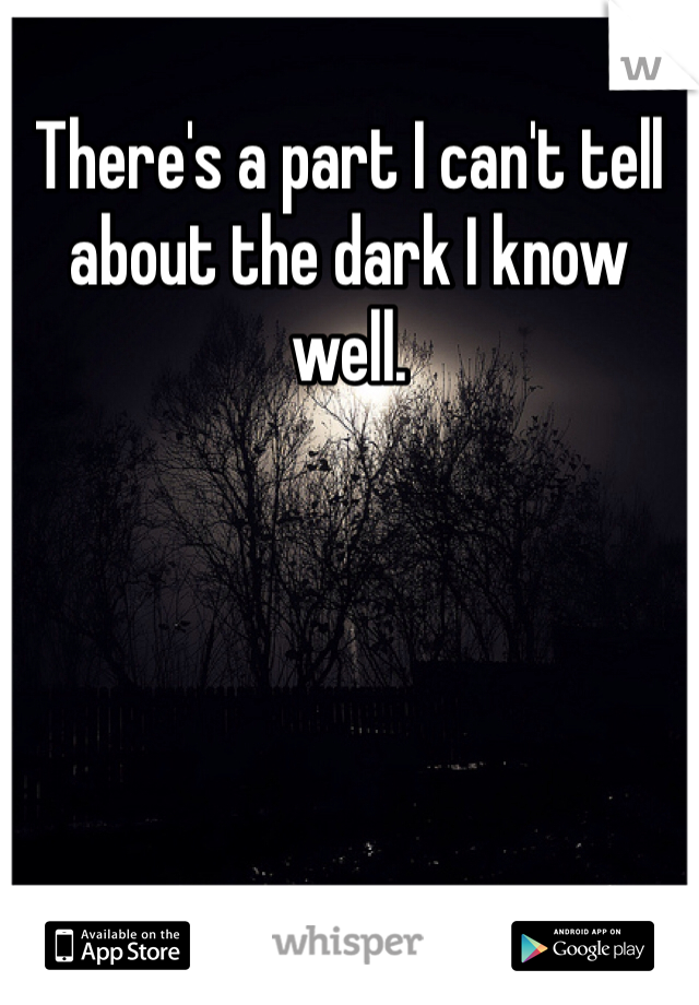 There's a part I can't tell about the dark I know well. 