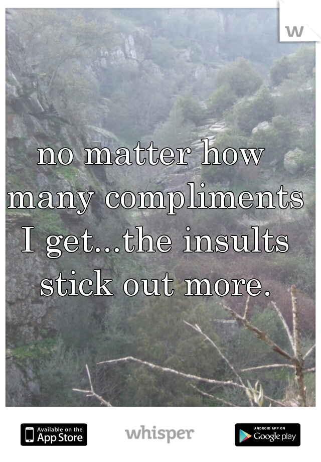 no matter how many compliments I get...the insults stick out more.
